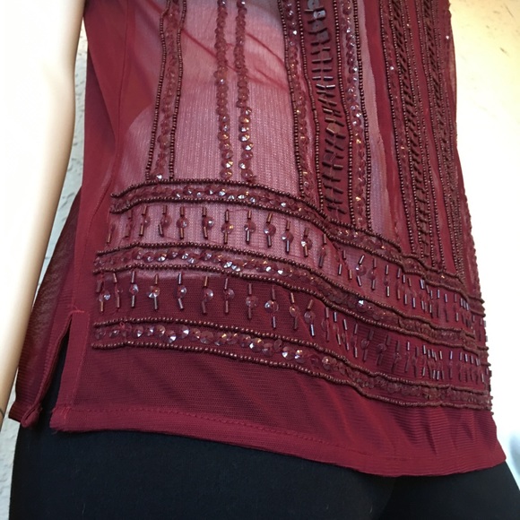 WHBM • Madder Red • embellished top Sz S - Picture 7 of 10